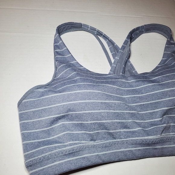 Athleta Transcendence Sports Bra Gray White Striped Women's L - Picture 4 of 8